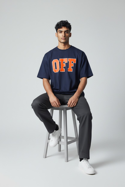 T-shirt Homme Bleu Marine – Imprimé Orange