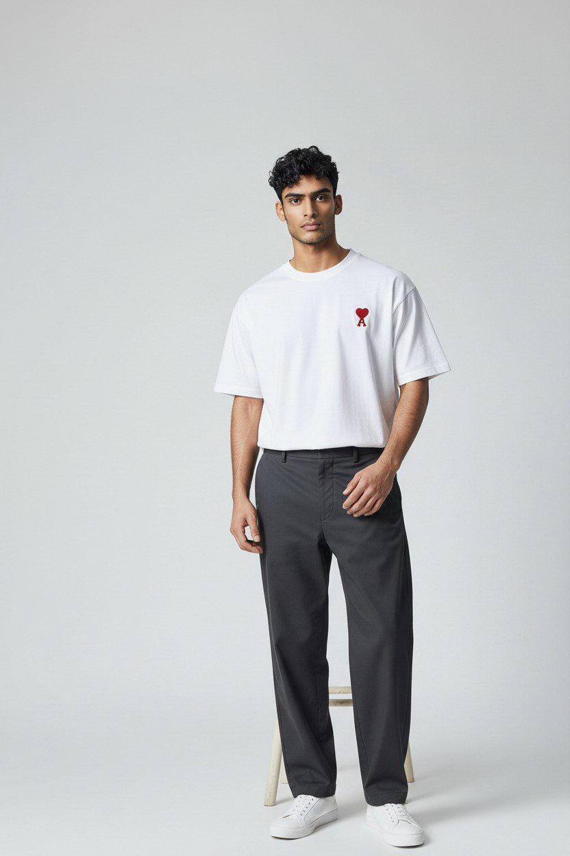 T-shirt Homme Blanc – Logo Rouge
