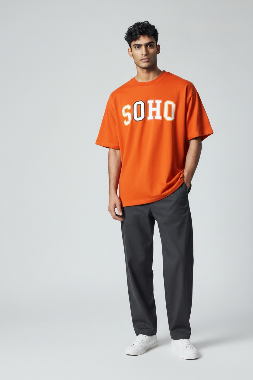 T-shirt Homme Orange – Imprimé SOHO_1
