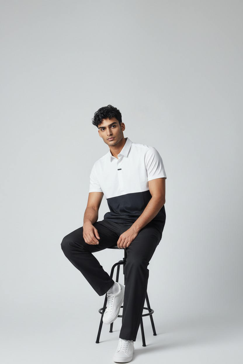 Polo Homme Blanc & Noir – 2XL_0