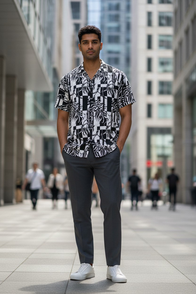 Chemise Homme Noir & Blanc Imprimée_0