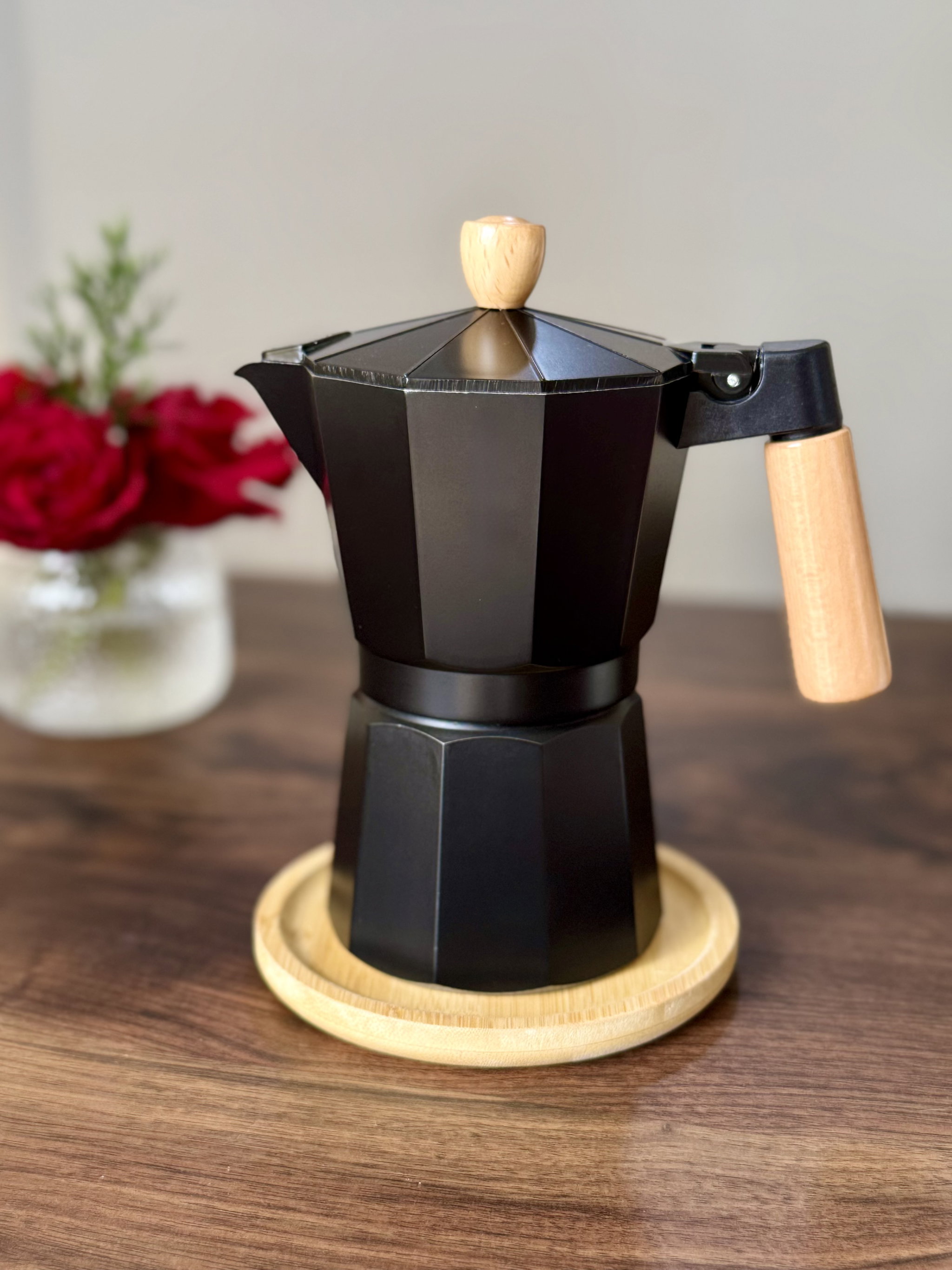 Greca negra con mango/asa de madera_1