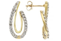 Aretes de Oro Amarillo de 10K con Diamantes Blancos Redondos de 0,50ctw