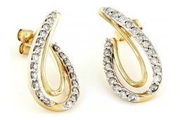 Aretes de Oro Amarillo de 10K con Diamantes Blancos Redondos de 0,50ctw