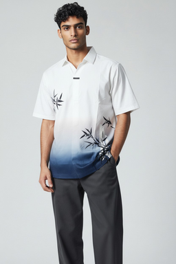 Chemise blanche dégradé bleu