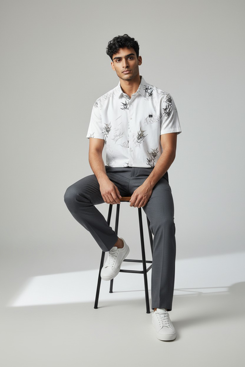 Chemise blanche motif discret