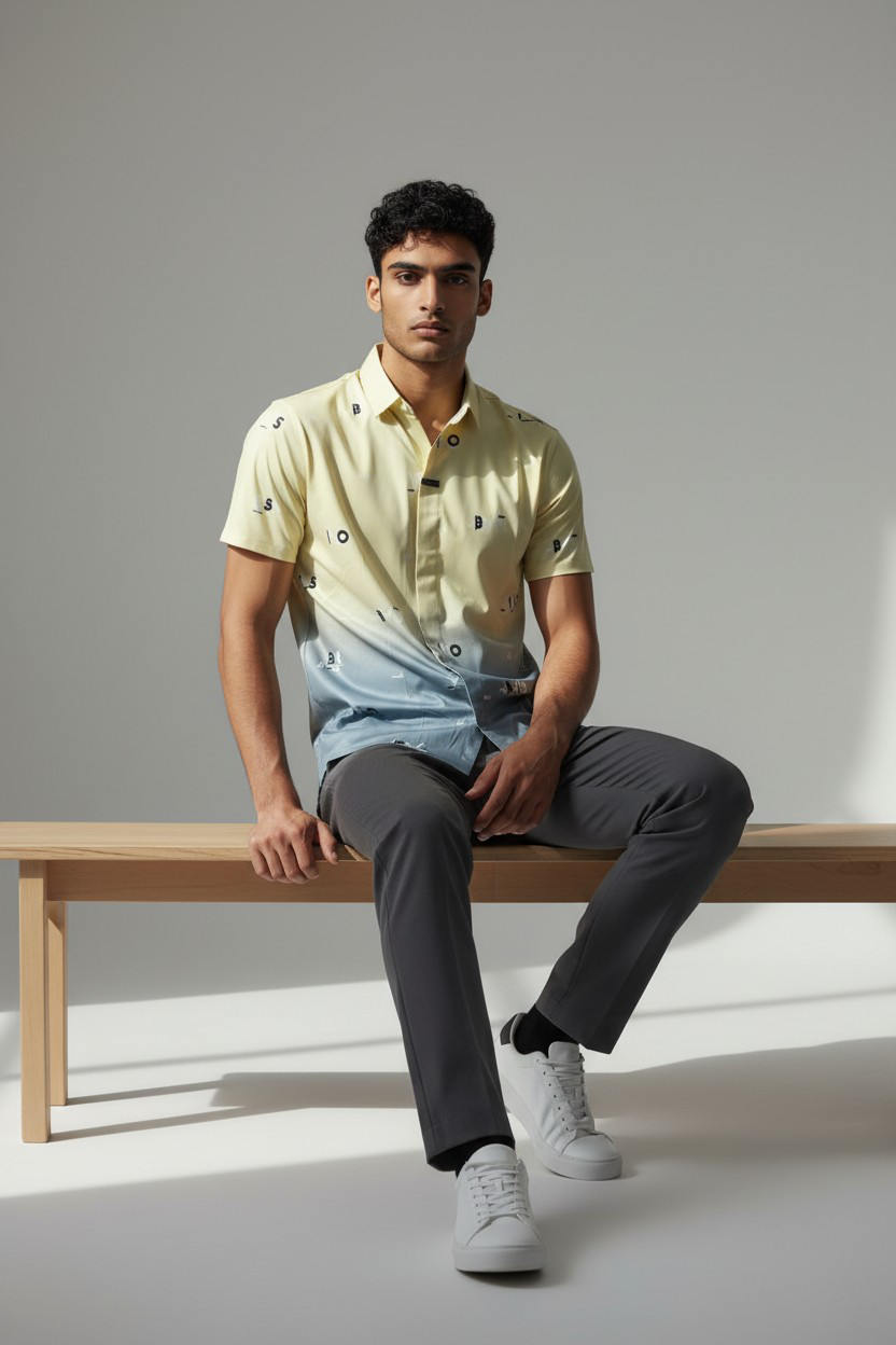 Chemise dégradé jaune & bleu_0