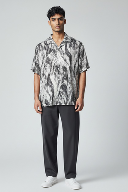 Chemise imprimé marbré noir & gris