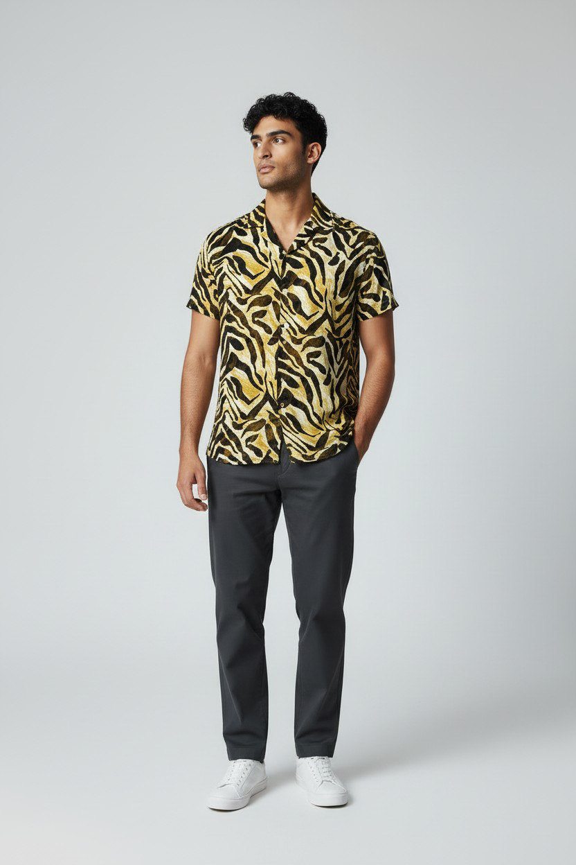 Chemise motif sauvage jaune & noir_0