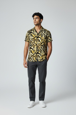 Chemise motif sauvage jaune & noir