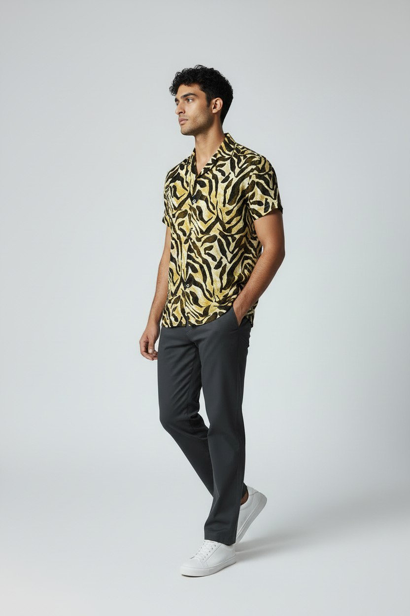Chemise motif sauvage jaune & noir_2