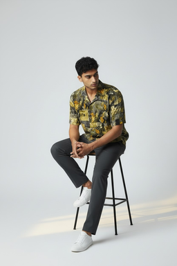 Chemise imprimé patchwork feuilles