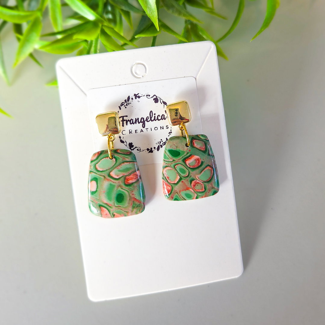 Green Terra Mosaic Stud Dangles