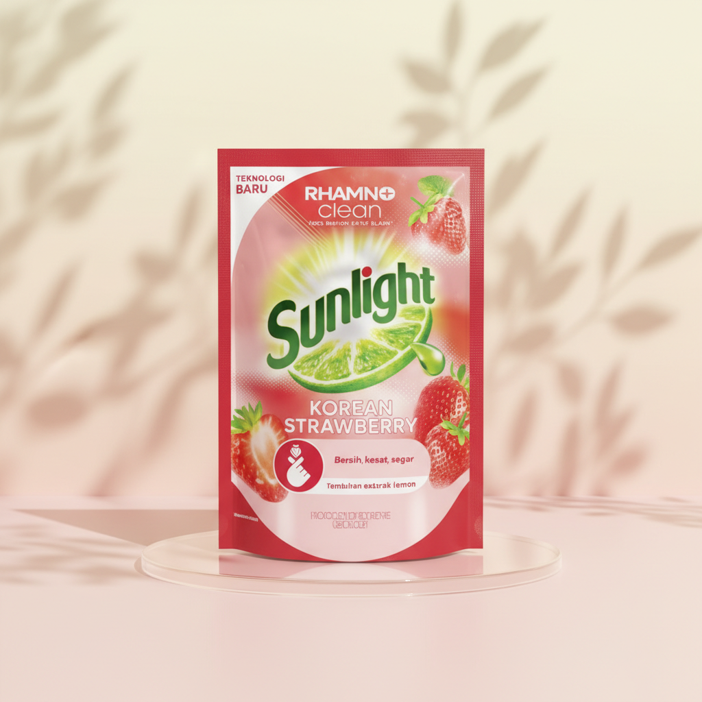 SUNLIGHT KOREAN STRAWBERRY POUCH 600ML/12