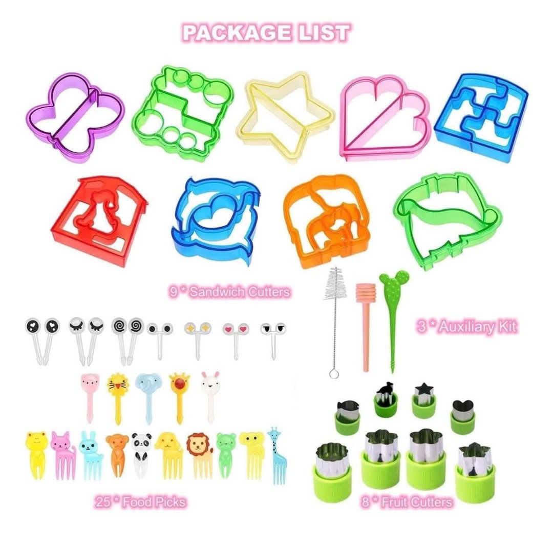 Kit Creativo de Cortadores para Lunch Infantil de 47 piezas