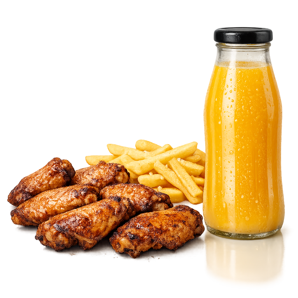 6 Wings – Classic Fries + Juice