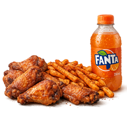 6 Wings – Masala Fries + Soda