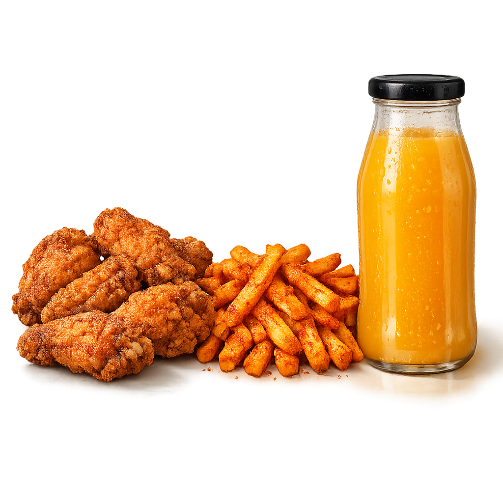 6 Wings – Masala Fries + Juice