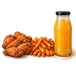 6 Wings – Masala Fries + Juice