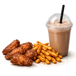 6 Wings – Masala Fries + Milkshake