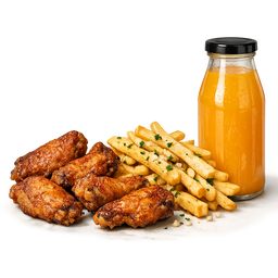6 Wings – Garlic Fries + Juice