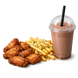6 Wings – Garlic Fries + Milkshake