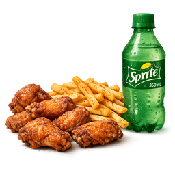 6 Wings – Seasoned Fries + Soda