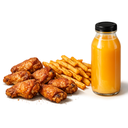 6 Wings – Seasoned Fries + Juice