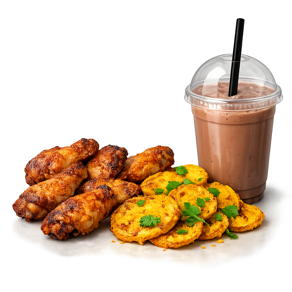 6 Wings – Bhajia + Milkshake