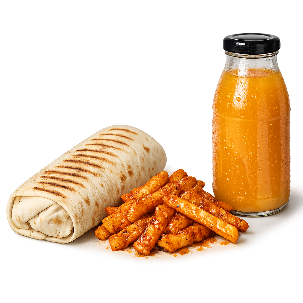 Chicken Shawarma – Masala Fries + Juice