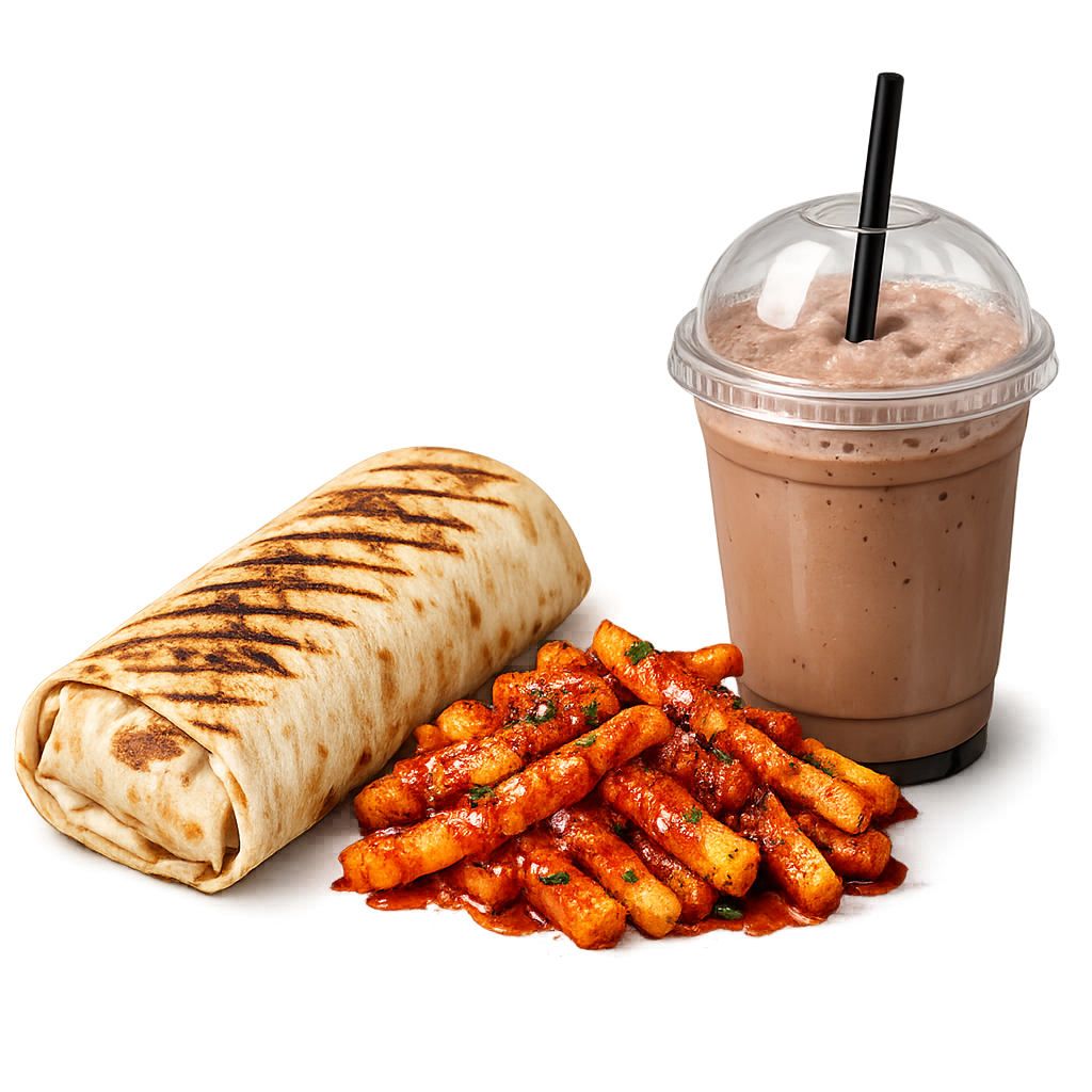 Chicken Shawarma – Masala Fries + Milkshake_0