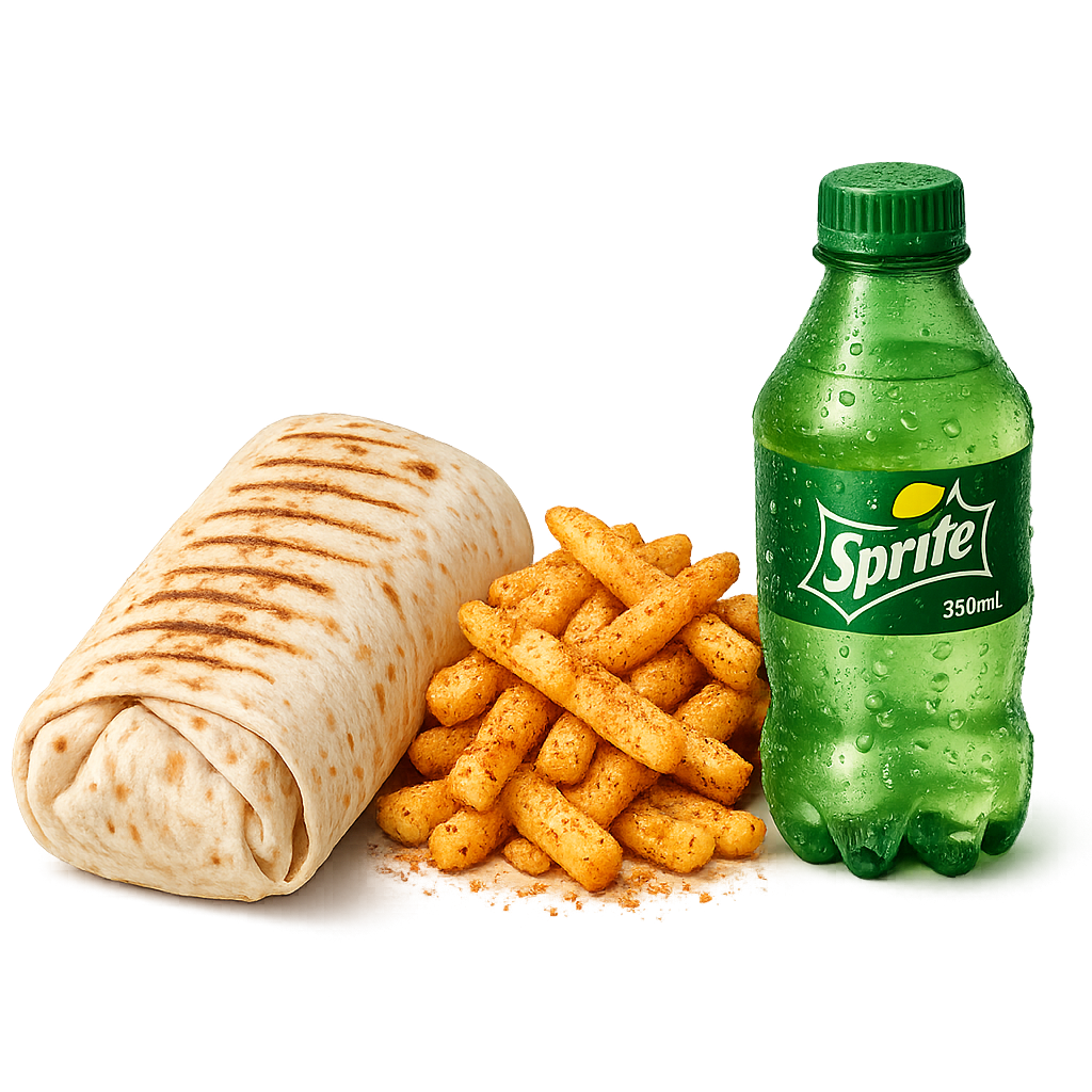Chicken Shawarma – Seasoned Fries + Soda