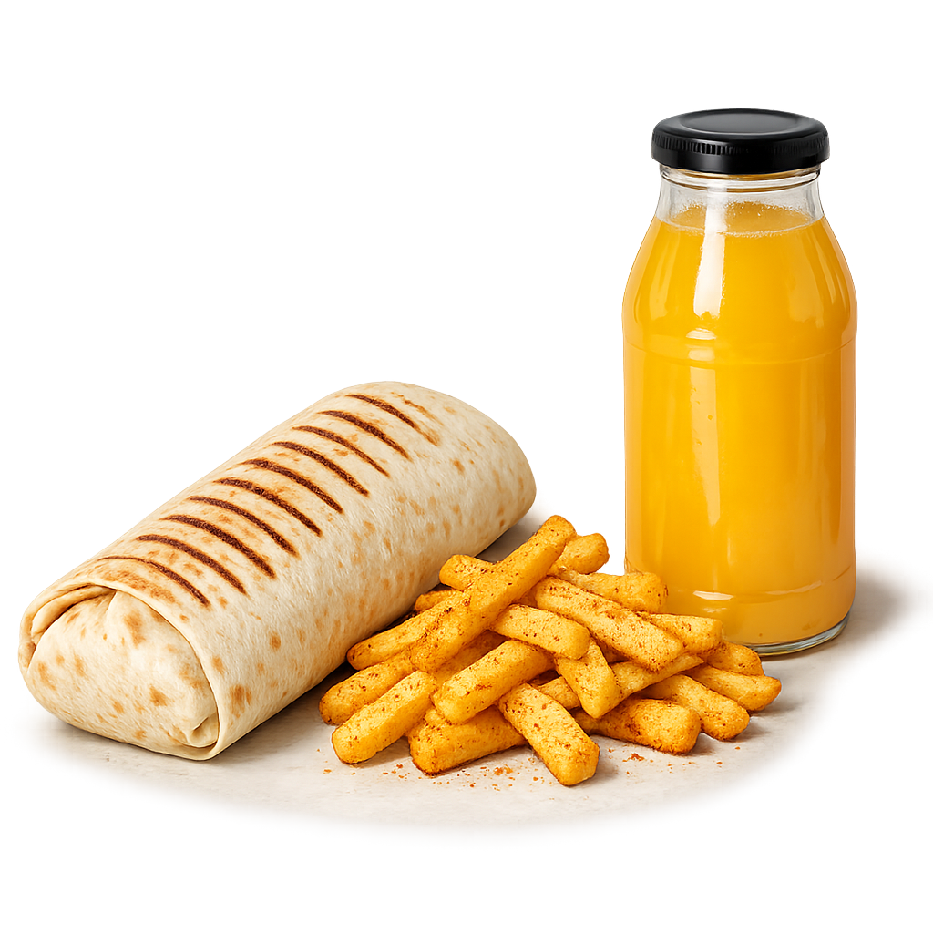 Chicken Shawarma – Seasoned Fries + Juice