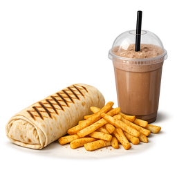 Chicken Shawarma – Seasoned Fries + Milkshake
