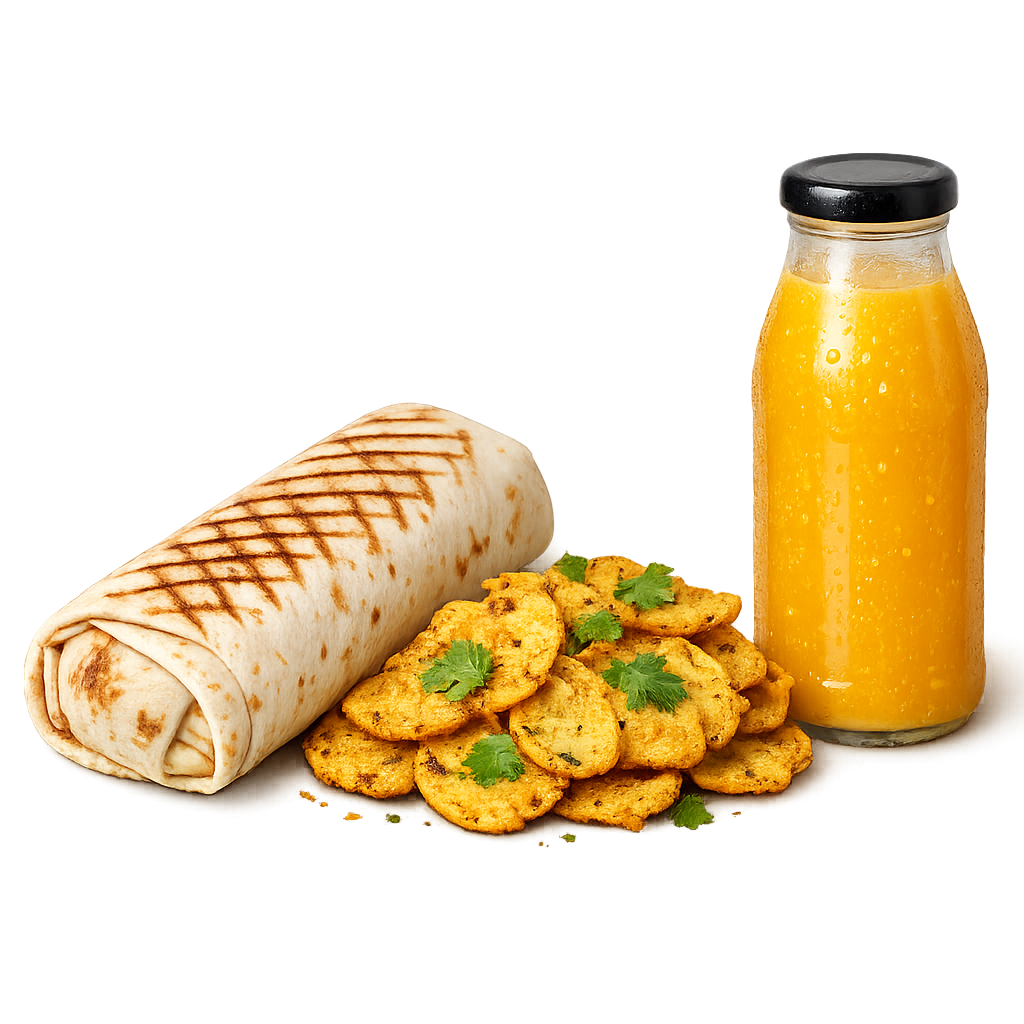 Chicken Shawarma – Bhajia + Juice