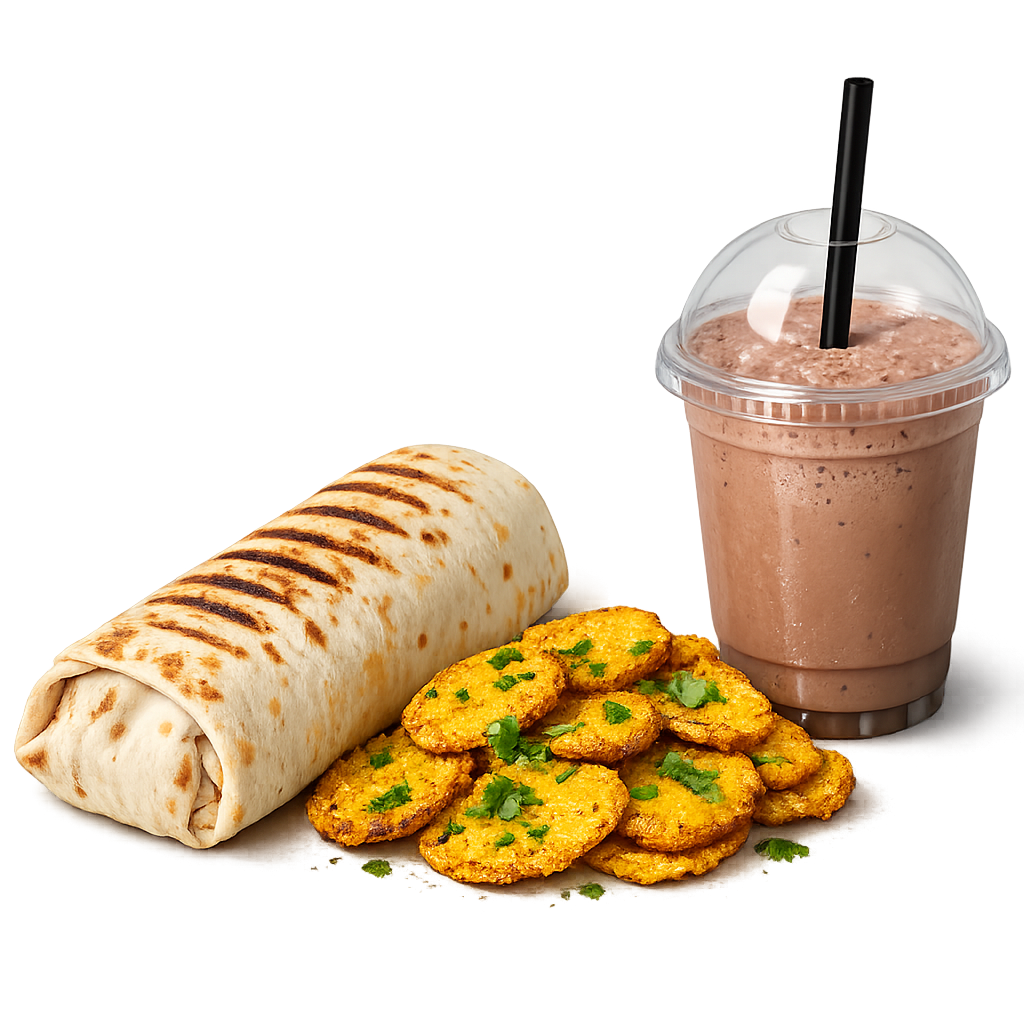Chicken Shawarma – Bhajia + Milkshake
