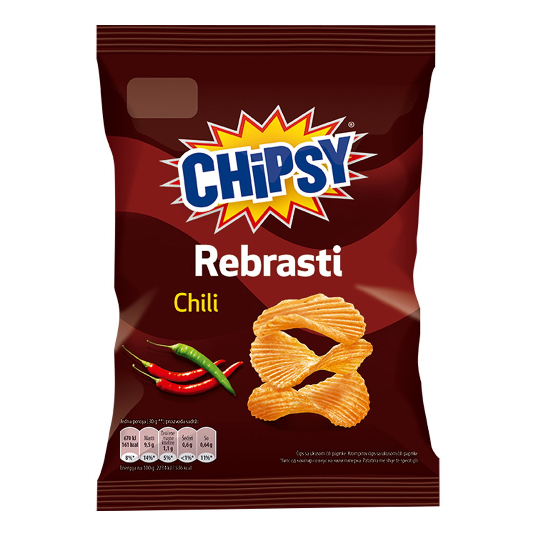 Čips rebrasti Chili 210g