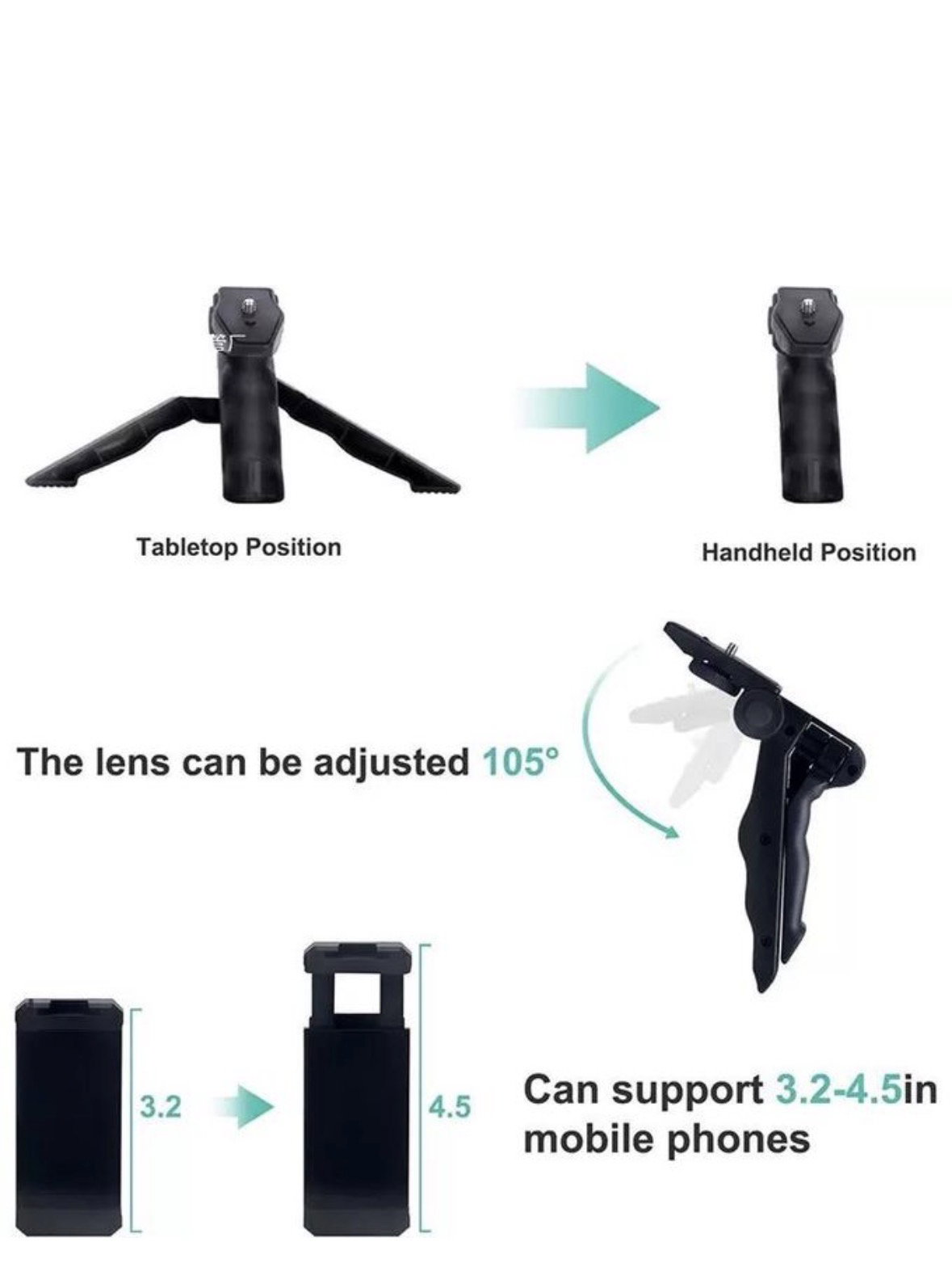 Phone Vlog Video Kit With Adjustable Tripod Stabilizer - Black _1