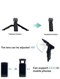 Phone Vlog Video Kit With Adjustable Tripod Stabilizer - Black 