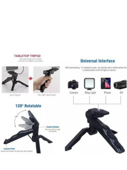 Phone Vlog Video Kit With Adjustable Tripod Stabilizer - Black 