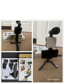 Phone Vlog Video Kit With Adjustable Tripod Stabilizer - Black 