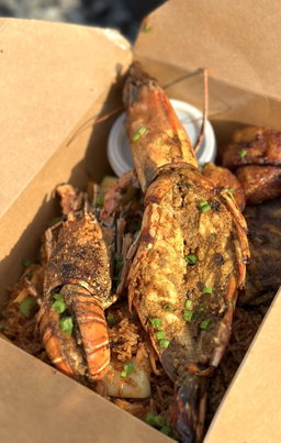 Grilled lobsters & tiger prawns. Prep time: 1.45hrs