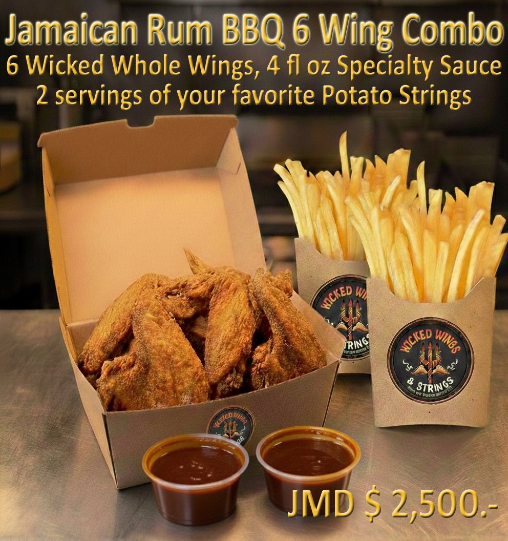 6 Wing Jamaican Rum BBQ Combo (Adults only)_0