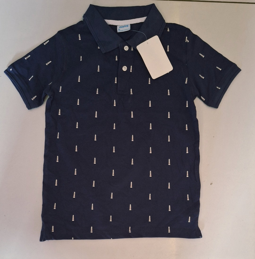 Polo feuilles bleu nuit