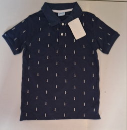 Polo feuilles bleu nuit