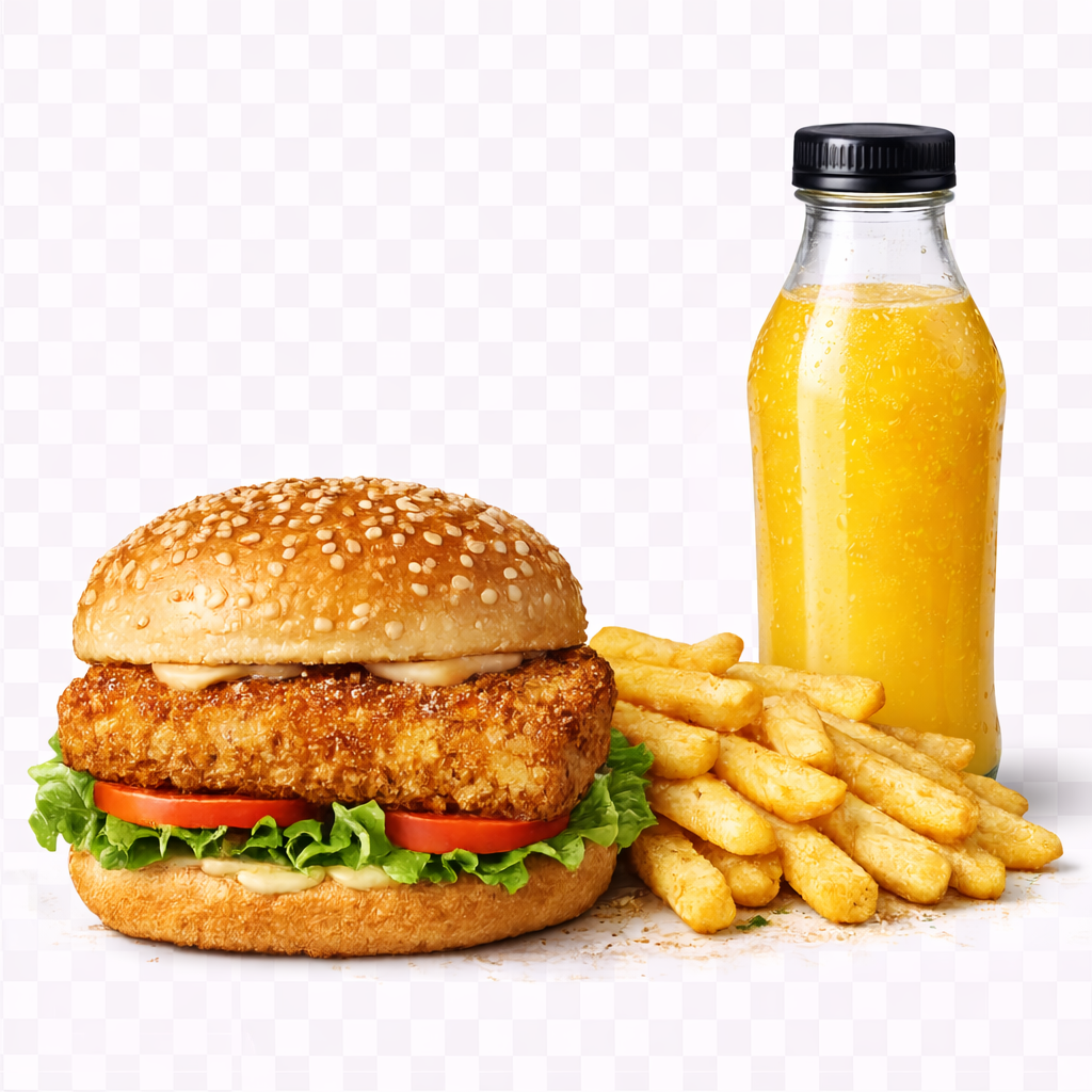 Crunch Burger + Classic Fries + Juice 450ml_0