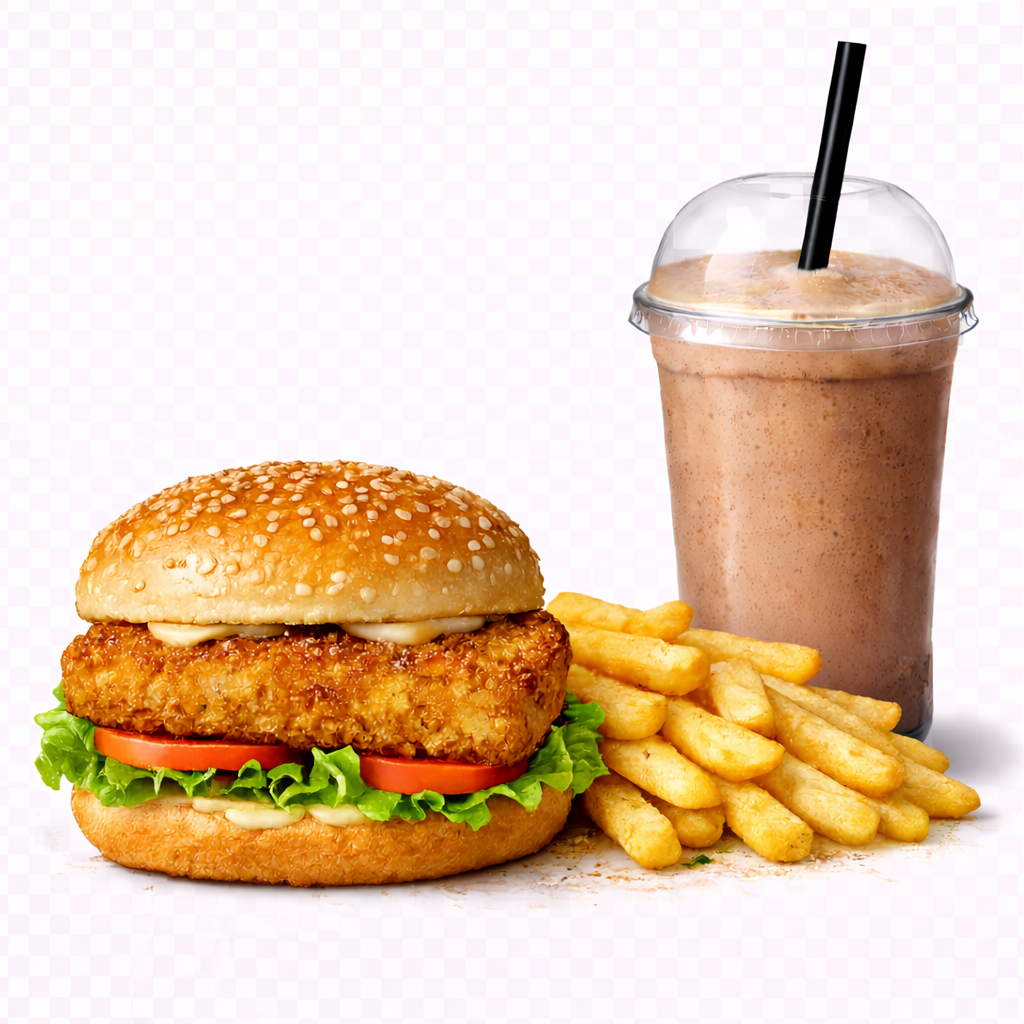 Crunch Burger + Classic Fries + Milkshake 500ml