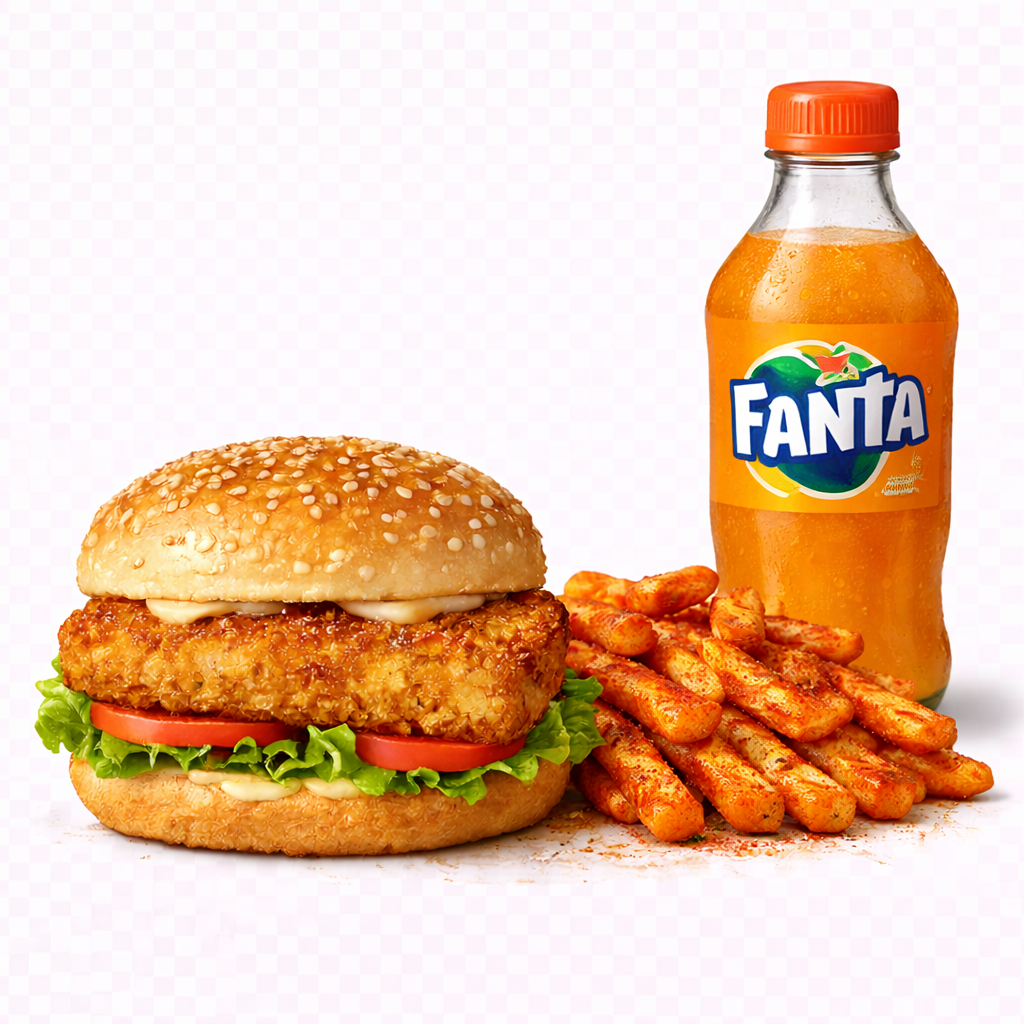 Crunch Burger + Masala Fries + Soda 350ml_0