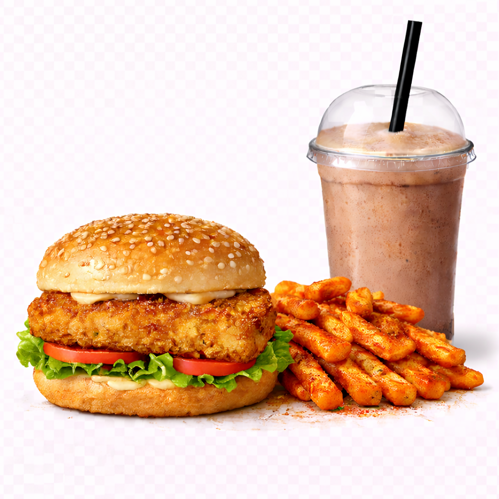 Crunch Burger + Masala Fries + Milkshake 500ml