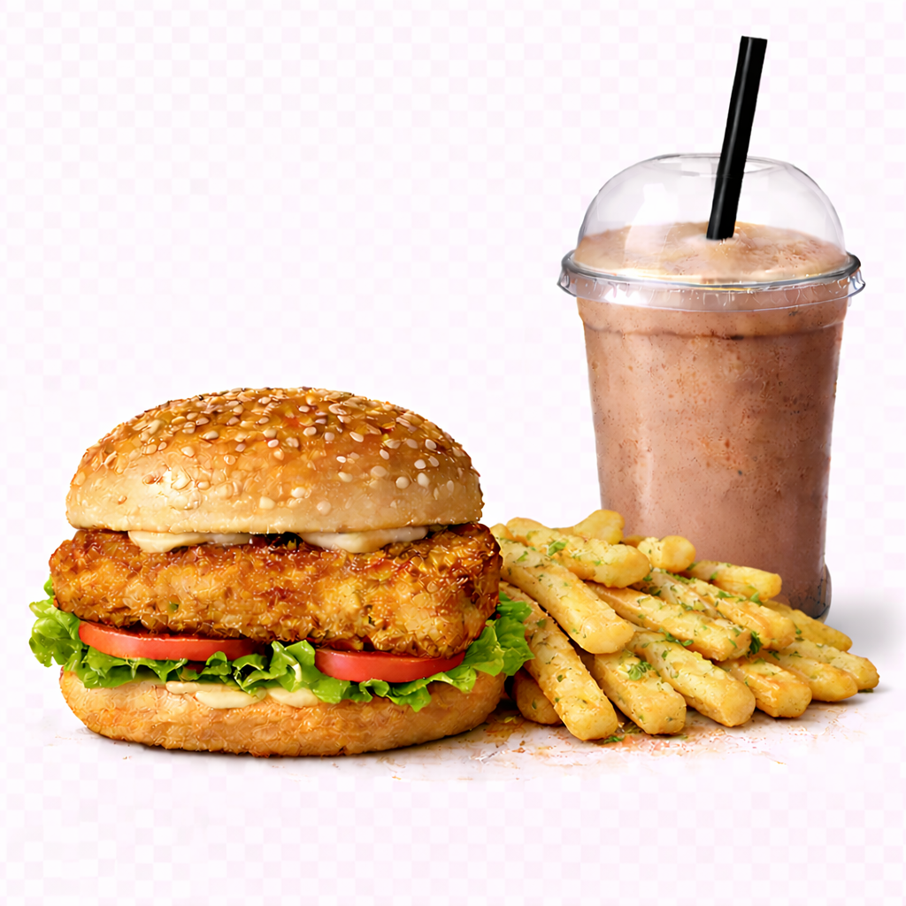 Crunch Burger + Garlic Fries + Milkshake 500ml_0